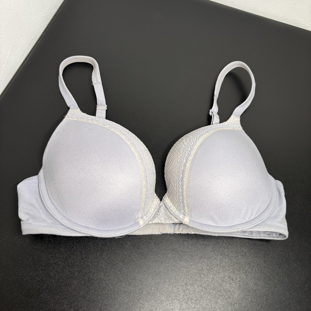 Victoria's Secret Body by Victoria Perfect Shape Push Up Bra Sz 34D Lilac Lace